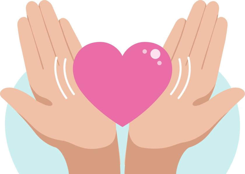 Kuvituskuva: kädet jotka pitelevät sydäntä.