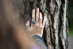 Kuvituskuva: nuoren käsi puunrungolla