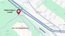 Karta över platsen för rondellen vid Mejlansvägen.